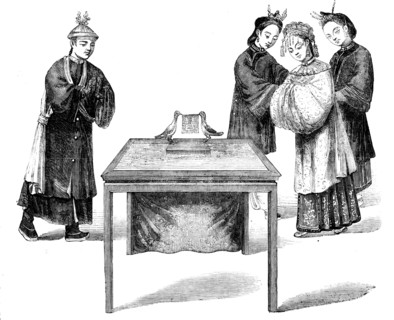 Form of a Treaty of Marriage in China - from a drawing by a Chinese artist, 1857. Creator: Unknown.