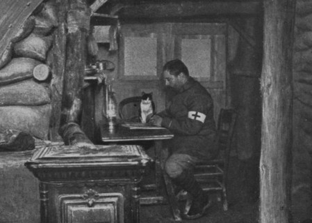 'Un relais d'ambulance modele; Entrée de la salle de pansements, servant de bureau..., c1916. Creator: Unknown.