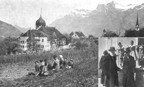 ''En Exil; Le chateau de Zizers, dans les Grisons, residence d'exil du roi detrone de Baviere..., 19 Creator: Unknown.