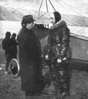 ''Ceux de l'air et ceux de la route; Roland Garros en tenue de combat', 1914. Creator: Unknown.