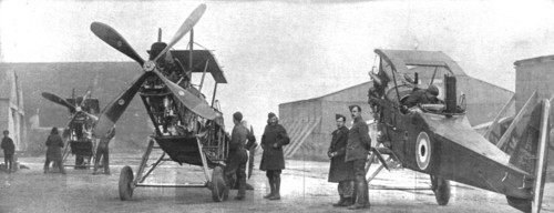 ''Combat Aerien; Parmi les forces alliees aerienes; Montage d'areoplanes repares dans un..., 1917-18 Creator: Unknown.