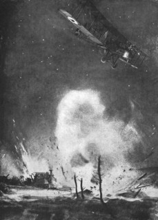 'Combat Aerien; La Guerre Aerienne sur le front Britannique; Bombardement de nuit a l'arriere..., 19 Creator: Joseph Simpson.