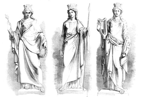 The New Inland Revenue Office - Statues just placed on the New Front of Somerset House, 1857. Creator: Unknown.