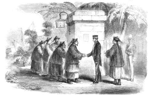 The War with China - Mr. Consul Parkes bidding Adieu to the Old Co-Hong Mandarins, 1857. Creator: Unknown.