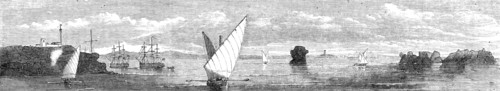 The Persian Expedition - Minora Point and Lighthouse, Kurrachee Harbour, Oyster Rock..., 1857. Creator: Unknown.