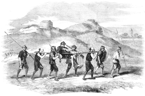 Chinese Mode of Carrying the Wounded, 1857. Creator: Unknown.