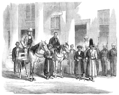 Sketches in the Persian Gulf - Courtyard of the British Residency, Bushire...1857. Creator: Unknown.