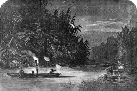 Water-Hunting for Deer: a Night Scene on the River Susquehanna, Pennsylvania, 1857. Creator: Unknown.
