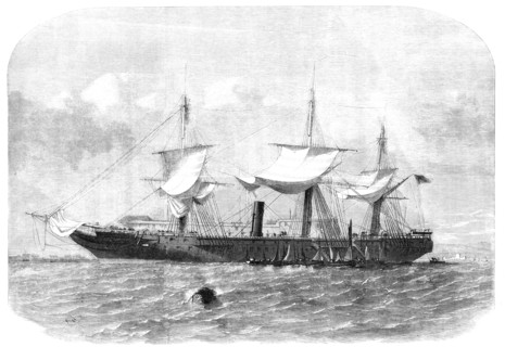 Her Majesty's Troop-Ship "Transit", refitting and receiving stores for China in Portsmouth...1857. Creator: Edwin Weedon.