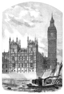 The Clock-Tower and Speaker's Residence, New Houses of Parliament, 1857. Creator: J. & A.W..