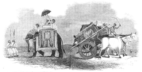 Harbee Nawab and Attendants - Elephant Prince; Bullock Cart for Removing Luggage, 1857.  Creator: Unknown.