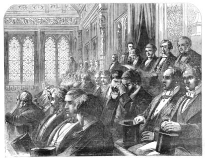 The Strangers Gallery in the House of Commons, 1857. Creator: Unknown.