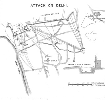 Plan of the Attack on Delhi, 1857. Creator: Unknown.