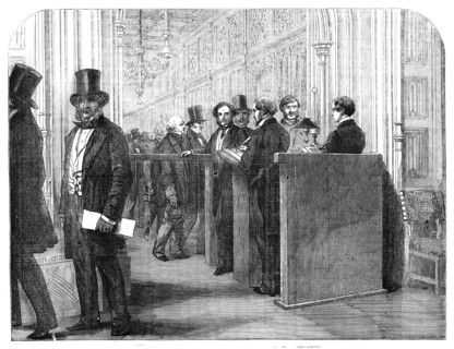 The Division Lobby, House of Commons: Taking the Votes, 1857. Creator: Unknown.