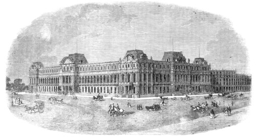 Seventh Prize Design for the War and Foreign Offices (John Dwyer, Architect): Premium, £100, 1857. Creator: Unknown.
