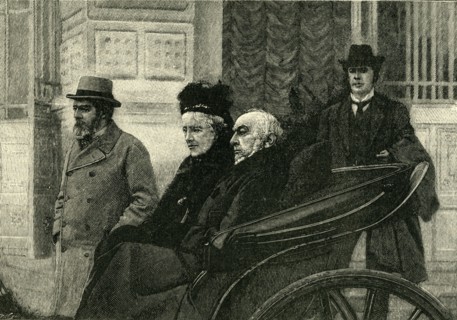'Mr. and Mrs. Gladstone Starting for a Drive from the Chateau Thorenc, Cannes', 1898, (c1900).  Creator: Unknown.