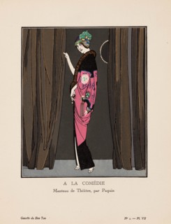 A la comédie. Manteau de Théâtre, par Paquin (La Gazette du Bon ton), 1912-1913. Creator: Gosé, Xavier (1876-1915).