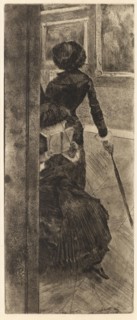 Au Louvre: la peinture (Mary Cassatt), ca 1879. Creator: Degas, Edgar (1834-1917).