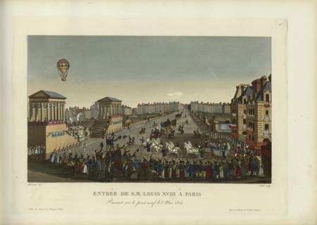 Entrée de Sa Majesté Louis XVIII à Paris, passant sur le Pont-Neuf le 3 mai 1814, 1814-1815. Creator: Courvoisier-Voisin, Henri (1757-1830).