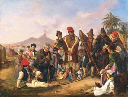 Harlequin and Columbine, 1834. Creator: Carelli, Raffaele (1795-1864).