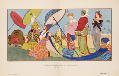 L'Encens, Le Cinname et la Myrrhe. Robes du soir (La Gazette du Bon ton), 1914. Creator: Strimpl, Ludwik (1880-193).