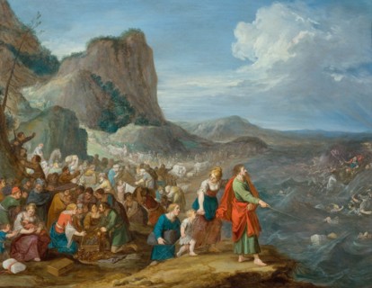 Moses parting the waters of the Red Sea, First Half of 17th cen.. Creator: Jordaens, Hans III (1590-1643).