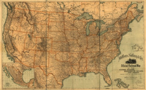 Official railroad map of the United States, Dominion of Canada and Mexico, 1890. Creator: Matthews, Northrup & Co (active 1890s).