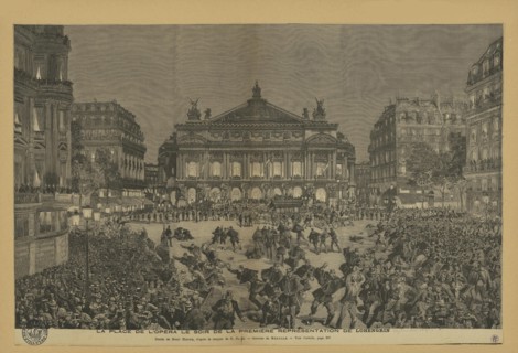Place de l'Opéra on the evening of the Paris first performance of Lohengrin, 1891. Creator: Méaulle, Fortuné (1844-1916).