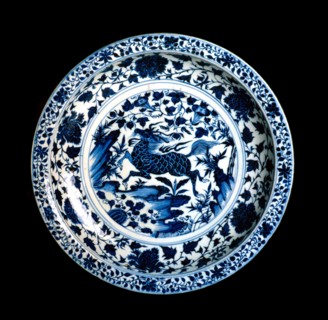 Plate with a qilin, ca 1350. Creator: The Oriental Applied Arts.