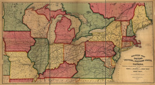 Railroad map of the eastern, western and northern states, and Canada, 1859. Creator: Anonymous master.