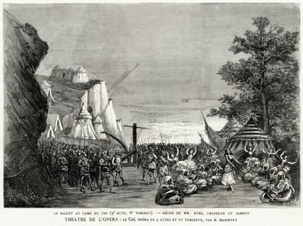 Scene from the premiere of the Opera Le Cid by Jules Massenet on December 5, 1885, 1885. Creator: Tilly, Auguste (1840-1898).