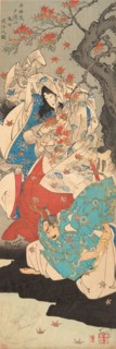 Taira Koremochi Conquering the Devil Woman on Mount Togakushi (Taira no Koremochi..., 1887. Creator: Yoshitoshi, Tsukioka (1839-1892).