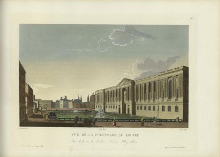 Vue de la colonnade du Louvre, prise de la rue des Poulies, terrasse d'Angevilliers, 1817-1824. Creator: Courvoisier-Voisin, Henri (1757-1830).