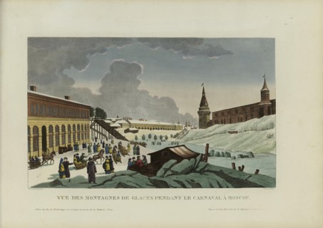 Vue des montagnes de glace pendant le carnaval à Moscou, 1817-1824. Creator: Courvoisier-Voisin, Henri (1757-1830).