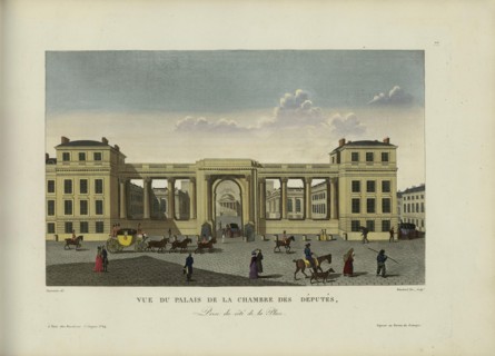 Vue du palais de la Chambre des députés, prise du côté de la place, 1817-1824. Creator: Courvoisier-Voisin, Henri (1757-1830).