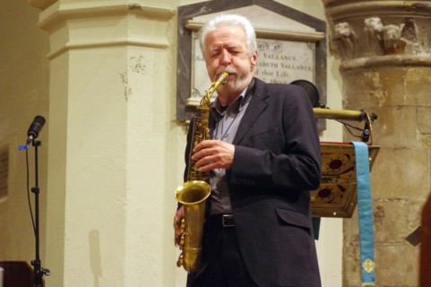 Geoff Simkins, Geoff Simkins – Howard Alden Trio, St Andrews Church, Hove, East Sussex, 21 Oct 2022. Creator: Brian O'Connor.