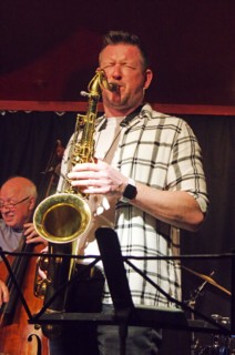 Paul Booth, Mark Edwards Quartet, Verdict Jazz Club, Brighton East Sussex, 12 Feb 2023. Creator: Brian O'Connor.