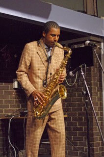Xhosa Cole Trio, Splash Point Jazz Club, Fishermen’s Club, Eastbourne, East Sussex, 26 Apr 2023. Creator: Brian O'Connor.