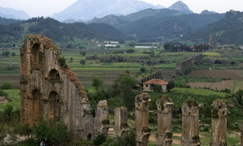 Aspendos Aqueduct, Turkey, 2019. Creator: Ethel Davies.