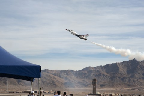 Thunderbirds, 76th Navy celebrations, Nellis AFB, Las Vegas, Nevada, USA, 2022. Creator: Ethel Davies.
