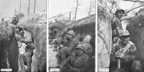'Sur le massif de Moronvilliers; Dans les tranchees de depart, sur les pentes Sud du..., 1917. Creator: Unknown.