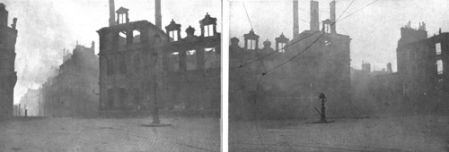 'La destruction methodique de Reims; L'Hotel de Ville en feu, apres le bombardement du 3 ma..., 1917 Creator: Unknown.