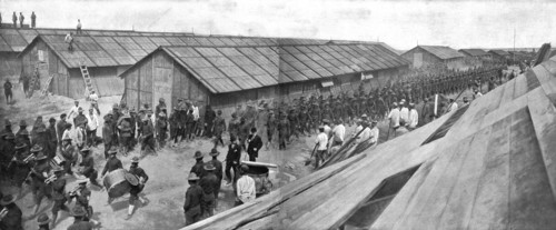 'L'Installation en France de L'Avant-Garde Americaine; Un bataillon du 16th regiment..., 1917. Creator: Unknown.