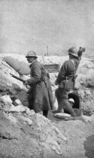 Life in the trenches in Champagne; The outpost re-arms immediately..., 1917. Creator: Unknown.
