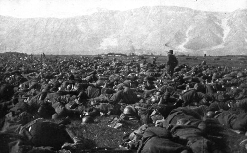 The Dark Hours of Italy; Exhausted by a forced march which saved them from encirclement..., 1917. Creator: Unknown.