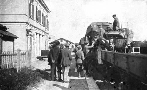 Inter-allied Support; A stop on the journey: an Italian officer offers a light.., 1917. Creator: Pelanda.