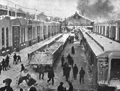 In Canada: The Halifax Explosion;  North Street Station, where the victims were numerous, 1917. Creator: Unknown.