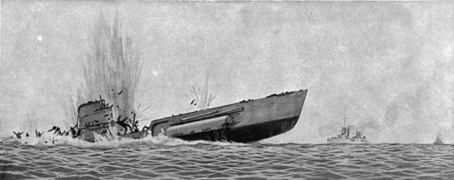 A torpedoing immediately avenged; The "Chateaurenault" hit by a torpedo'.., 1917. Creator: Unknown.