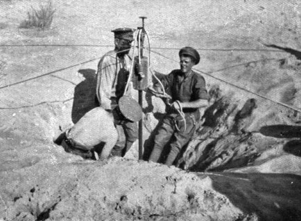 Distant Fronts, In Palestine; Drilling a Well, 1917. Creator: Unknown.