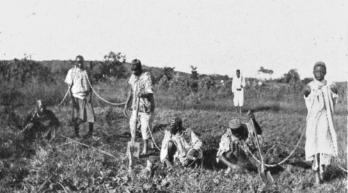 Conquest of German East Africa; Pleasures of the German regime: chained native..., 1917. Creator: Unknown.